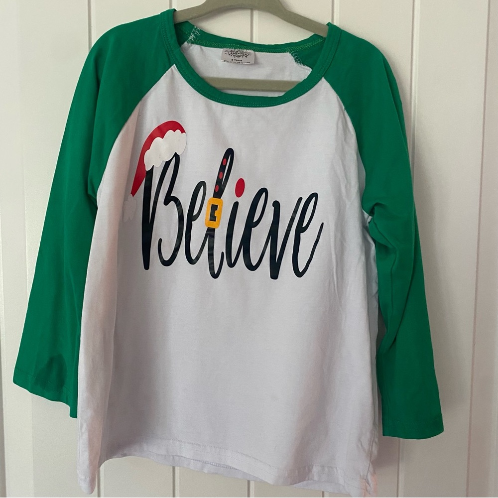 Creators toddler Christmas t shirt “believe”